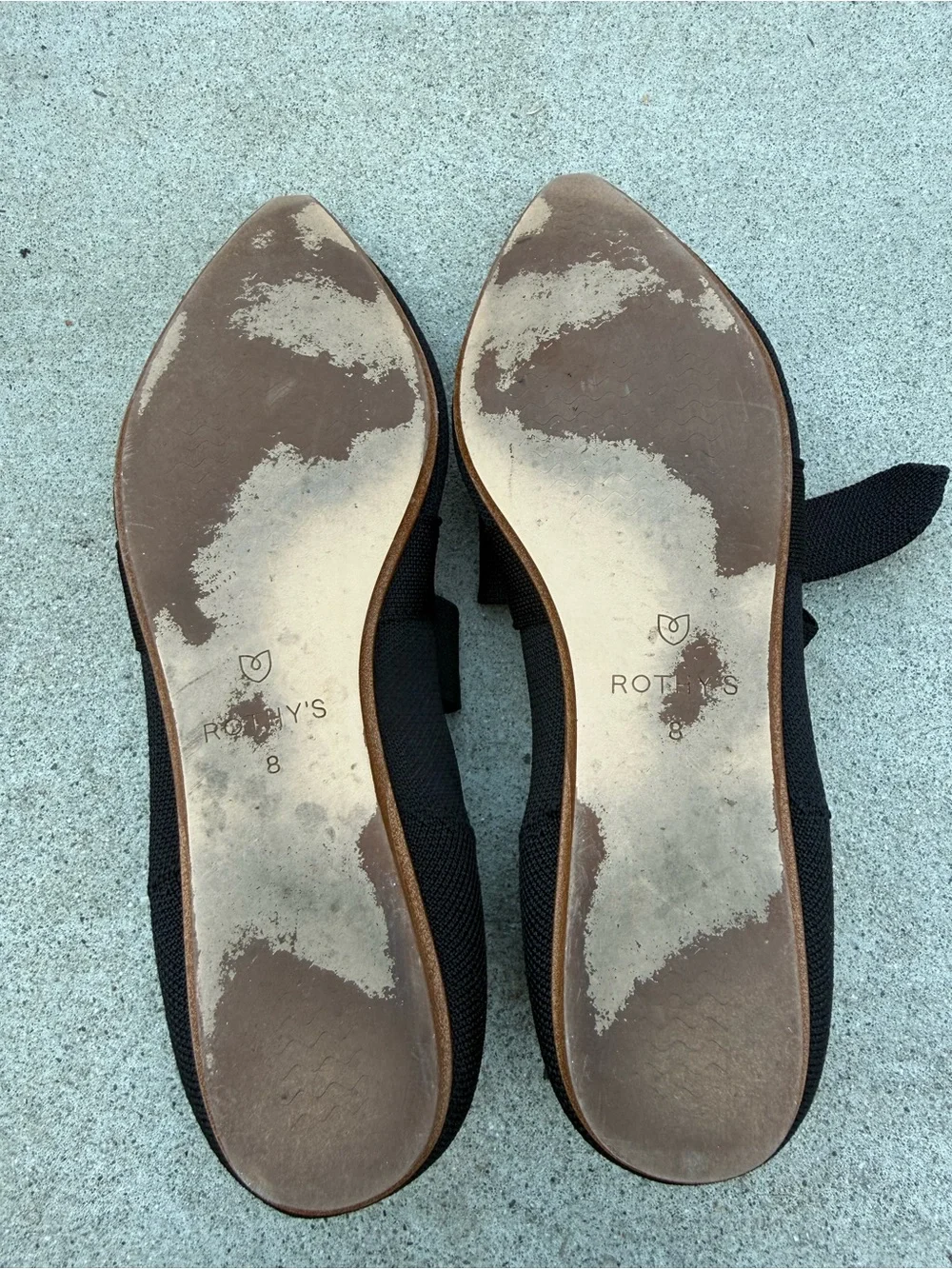 Rothy’s The Point Mary Jane Black Flats with Bow Classic Women’s Size 8